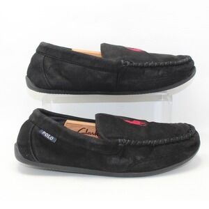 Polo Ralph Lauren Declan Plaid Mens Black Moccasin Slippers Red Pony Size 11